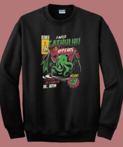 A Wild Cathulhu Appears Funny 80s Sweatshirt