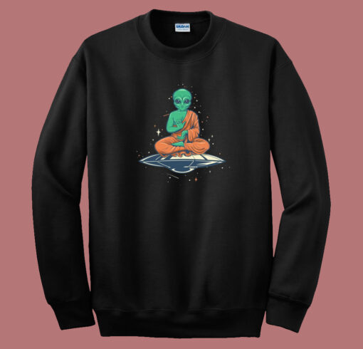 Alien Buddha Funny 80s Sweatshirt