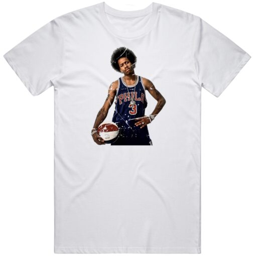 Allen Iverson Afro Legend Philadelphia Basketball Fan Distressed T Shirt