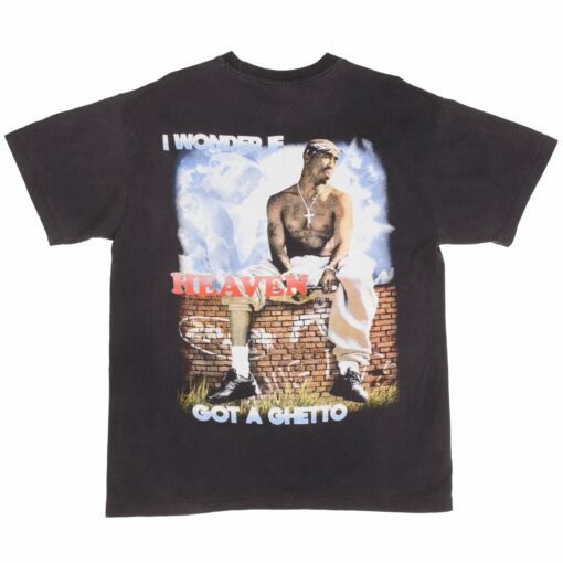 BOOTLEG RAP TEE SHIRT 2PAC TUPAC I WONDER IF HEAVEN GOT A GHETTO