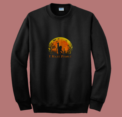 Bigfoot Holloween I Hate People Sunset 80s Sweatshirt