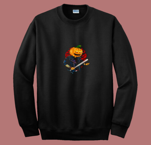 Biker Pumpkin Cool Halloween 80s Sweatshirt