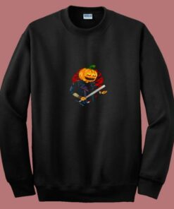 Biker Pumpkin Cool Halloween 80s Sweatshirt
