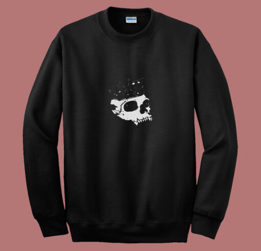 Black Cats In Skull 80s Sweatshirt