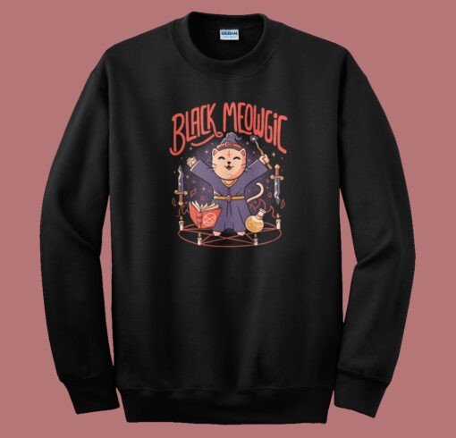 Black Meowgic Cute Evil 80s Sweatshirt