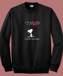 Breast Cancer Awareness My God Is Bigger Than Cancer Snoopy 80s Sweatshirt