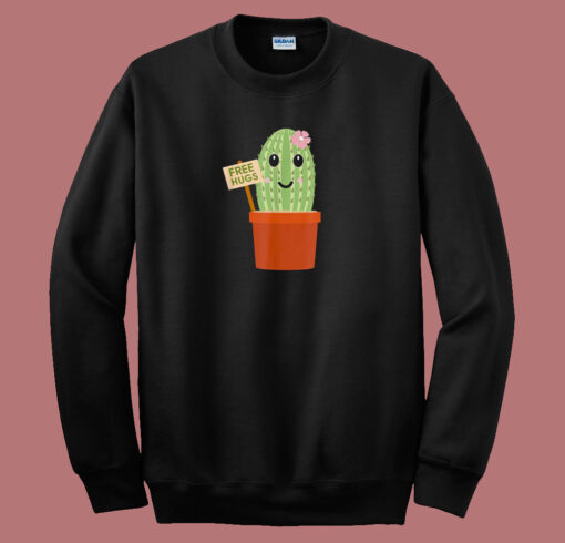 Cactus Free Hugs Funny 80s Sweatshirt