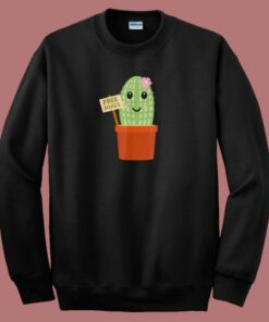 Cactus Free Hugs Funny 80s Sweatshirt 1 Cactus Free Hugs Funny 80s Sweatshirt 2