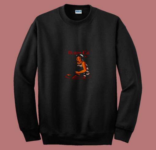 Caring For Your Demon Cat 80s Sweatshirt