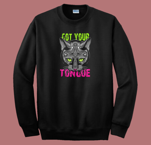 Cat Got Your Tongue Graphic 80s Sweatshirt