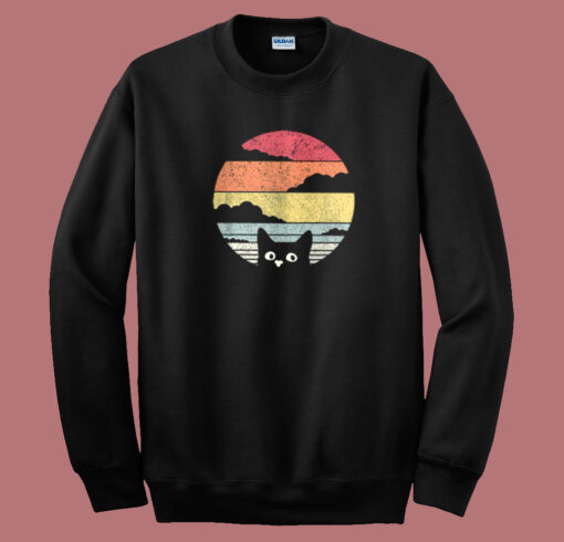 Cat Hiding Retro Funny Sweatshirt