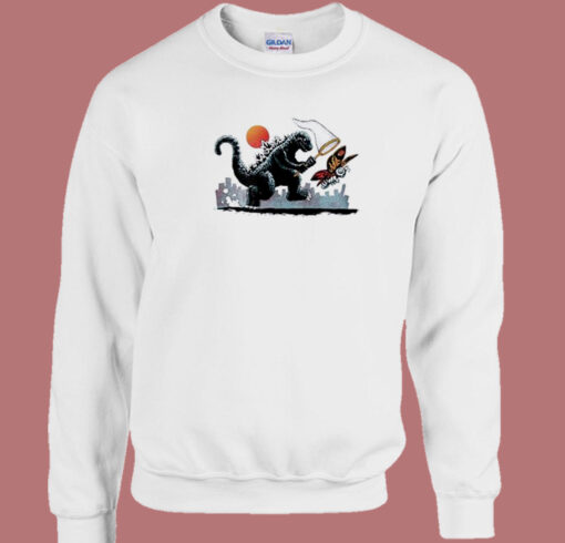 Catching Kaiju Godzilla 80s Sweatshirt