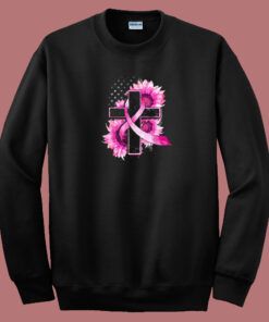 Christian Cross Pink Ribbon 80s Sweatshirt
