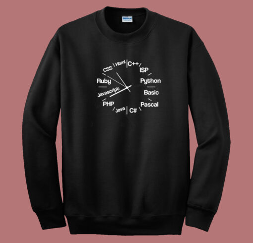 Computer Programmer Clock 80s Sweatshirt