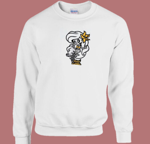 Creepy Little Mermaid Skeleton 80s Sweatshirt