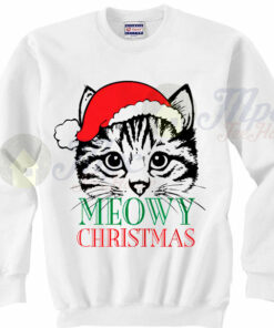 Cute Cat Meowy Christmas Sweater