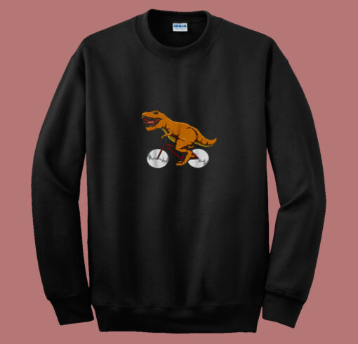 Cycling Dinosaur T Rex Riding Road Bike Mtb 80s Sweatshirt