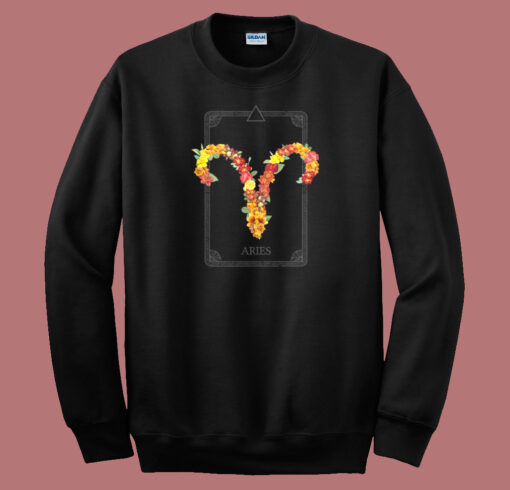 Floral Zodiac Sign Aries 80s Sweatshirt