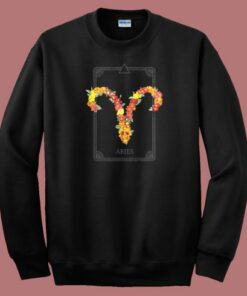 Floral Zodiac Sign Aries 80s Sweatshirt
