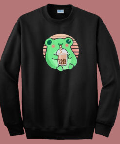 Frog Boba Tea Funny 80s Sweatshirt