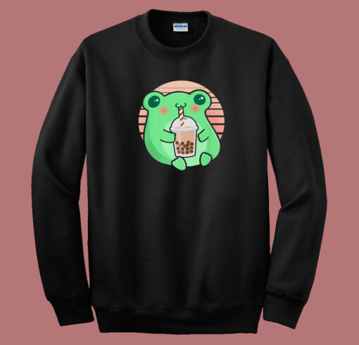 Frog Boba Tea Funny 80s Sweatshirt