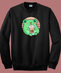 Frog Boba Tea Funny 80s Sweatshirt