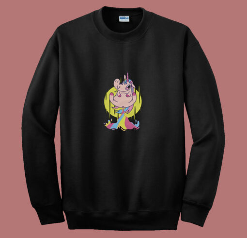 Funny Cute Pooping Rainbow Unicorn 80s Sweatshirt