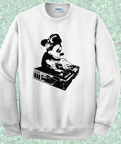 Funny DJ Mickey Mouse Crewneck Sweatshirt