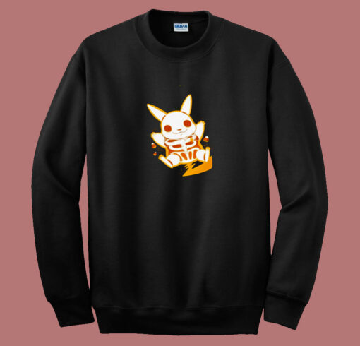 Funny Pokemon Pikachu Skeleton 80s Sweatshirt