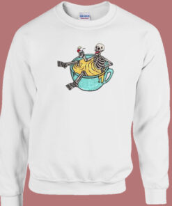 Funny Skeleton Enjoy In Orange Juice 80s Sweatshirt 1