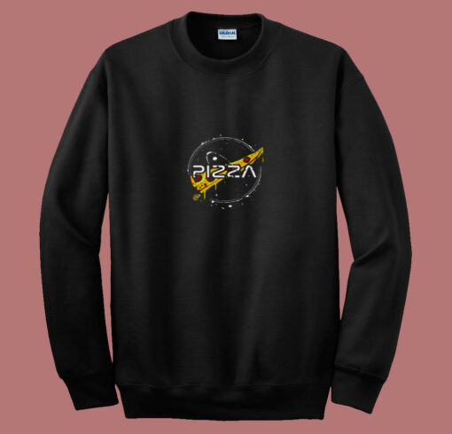 Funny Slice Of Pizza Nasa Parody 80s Sweatshirt