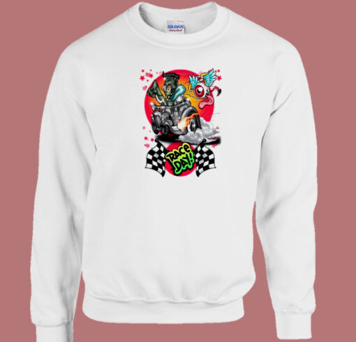 Funny Zombie Race Day 80s Sweatshirt