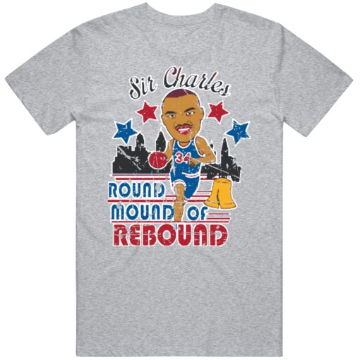 Retro Style Caricature Charles Barkley Rebound Philadelphia Basketball Fan T Shirt