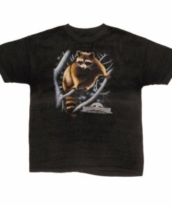 VINTAGE 3D EMBLEM DOWN TO EARTH RACCOON TEE SHIRT 1990 LARGE MADE IN USA VINTAGE 3D EMBLEM DOWN TO EARTH RACCOON TEE SHIRT 1990 LARGE MADE IN USA