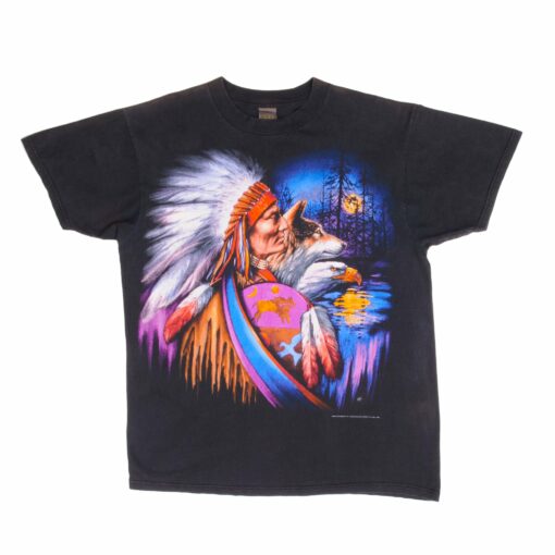 VINTAGE 3D EMBLEM INDIAN CHIEF TEE SHIRT 1993 SIZE XL MADE IN USA