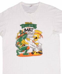 VINTAGE BART SIMPSON X NINJA TURTLES TEE SHIRT 1990S SIZE LARGE MADE IN USA 1