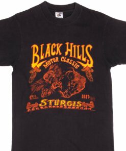 VINTAGE BIKER STURGIS BLACK HILLS RALLY TEE SHIRT 1987 SIZE MEDIUM MADE IN USA