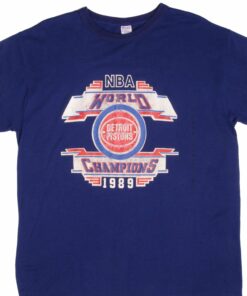 VINTAGE CHAMPION NBA DETROIT PISTONS WORLD CHAMPIONS TEE SHIRT 1989 SIZE XL MADE IN USA