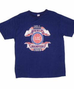 VINTAGE CHAMPION NBA DETROIT PISTONS WORLD CHAMPIONS TEE SHIRT 1989 SIZE XL MADE IN USA