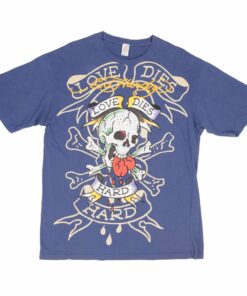 VINTAGE ED HARDY LOVE DIES HARD RHINESTONE TEE SHIRT 2000S SIZE XL MADE IN USA