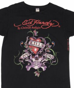 VINTAGE ED HARDY LOVE KILLS SLOWLY TEE SHIRT 2000S SIZE LARGE MADE IN USA