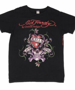 VINTAGE ED HARDY LOVE KILLS SLOWLY TEE SHIRT 2000S SIZE LARGE MADE IN USA