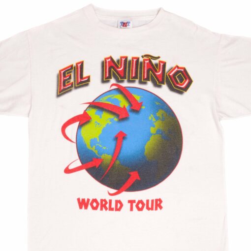 VINTAGE EL NINO Y LA NINA WORLD TOUR CLIMATE PATERN TEE SHIRT 1990S LARGE