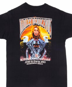 VINTAGE HARLEY DAVIDSON RENDEZ VOUS TEE SHIRT 1990 MEDIUM MADE IN USA