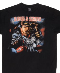 VINTAGE HAWGS & STRIPES HOG PIG BIKER TEE SHIRT 2000