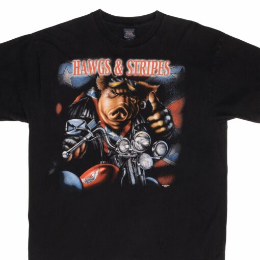 VINTAGE HAWGS & STRIPES HOG PIG BIKER TEE SHIRT 2000