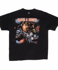 VINTAGE HAWGS & STRIPES HOG PIG BIKER TEE SHIRT 2000