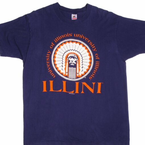 VINTAGE ILLINI UNIVERSITY OF ILLINOIS TEE SHIRT 1990S SIZE 2XL MADE IN USA