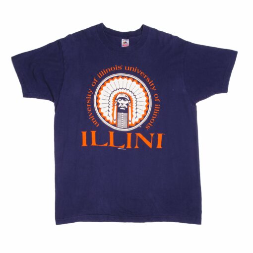 VINTAGE ILLINI UNIVERSITY OF ILLINOIS TEE SHIRT 1990S SIZE 2XL MADE IN USA