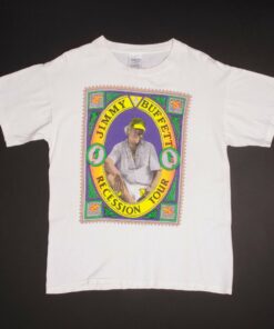 VINTAGE JIMMY BUFFETT RECESSION TOUR TEE SHIRT 1990S SIZE LARGE MADE USA